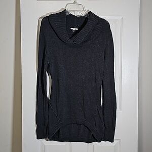 LA Made Cowl Neck Cotton Tunic Sweater Long Sleeves Gray Size L